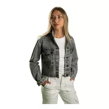 Campera De Jean Tipo Camisaco Gris Nevada