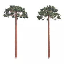 2 Pinheiros Araucária Miniatura Altura 17cm Para Maquetes