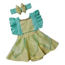 Jardineira Romper Body Roupa De Bebe Princesa E O Sapo Tiana