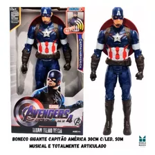 Boneco Vingador Avengers Capitão América 30 Cm C/ Som E Lu