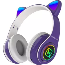 Audifonos Diadema Gamer Bt Oreja Gato Necnon Nbh-07 Violeta