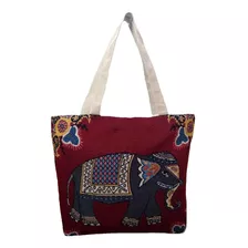 Bolsa Feminina Em Lona Moda Estampa Elefante Indiano