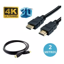 Cabo Hdmi 2m Metros 2.0 Gold 4k Resistente Tv Monitor Pc