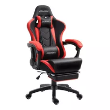 Silla De Escritorio Dowinx 6688 Ls-6688 Gamer Ergonómica Negra Y Roja Con Tapizado De Cuero Sintético