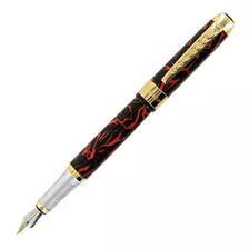 Jinhao 250 Pluma (medio, Negro & Magic Ajuste Del Oro Rojo).