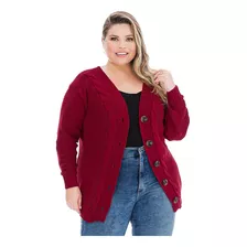 Blusa Casaco De Frio Botão Tricot Plus Size Inverno Básico.