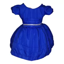 Vestido Infantil Azul Royal Marinho Casamento Natal +brinde