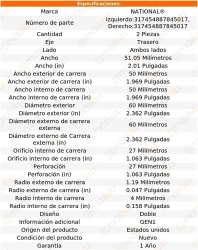 Kit 2 Baleros Dobles Rueda Tras Pulsar Nx 87/90 National Foto 3