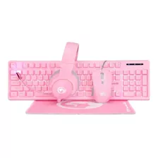 Kit De Teclado Y Mouse Gamer Marvo Cm418 Inglés Us De Color Rosa