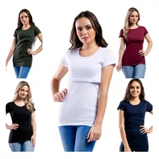 Kit Com 5 Blusas Manga Curta Para Amamentação Itsbella