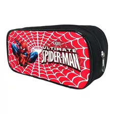 Estojo Escolar Spiderman Homem Aranha Vermelho 1 Ziper Preto