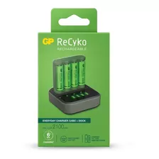 Cargador Dock Gp Con 4 Pilas Recargables Aa 2100mah Reales