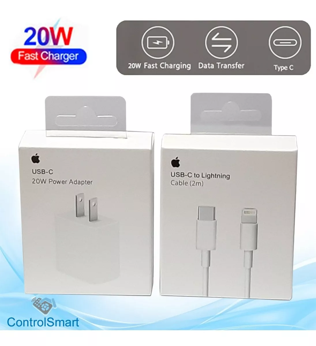 Cargador Apple 20w Usb-c iPhone 12,  13, 1 1 + Cable De 2mt