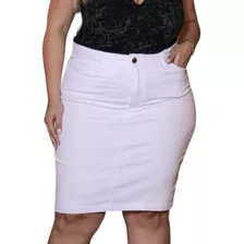 Saia Branca Plus Size Com Lycra Moda Grande 50 Ao 60