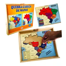 Quebra Cabeça Infantil Do Mapa Do Brasil Didático Em Madeira