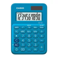 Calculadora De Escritorio Casio Ms7uc Con Pantalla Grande De 10 Dígitos, Color Azul