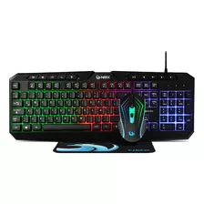 Kit Gaming Nbx Teclado, Mouse Y Pad Nbx-set1000 Rgb Color Del Mouse Negro Color Del Teclado Negro