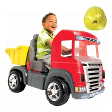 Caminhão Truck De Brinquedo Infantil Pedal Sons Luz Capacete