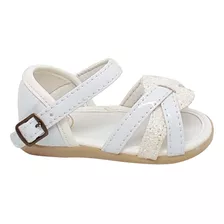 Sandalia Blanco Charol Glitter Bebe Nena Mvd Calzados