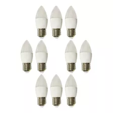 Paquete 10 Foco Led Tipo Vela E26 Candil 4w Luz Blanca