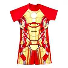 1 Traje De Baño Talla M Para Niño, Con Diseño De Iron-man