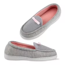 Pantufla Tipo Zapato Dama Color Gris Antiderrapante 