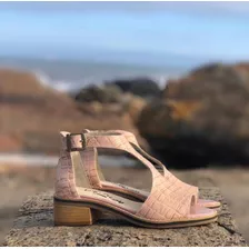 Sandalias De Cuero Taco Bajo Con Tira Arriba, Personalizadas