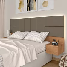 Cabeceira Suspensa Cama Queen Com Led Malibu Carv/capuc -m.a Cor Carvalho Am./capuccino 02