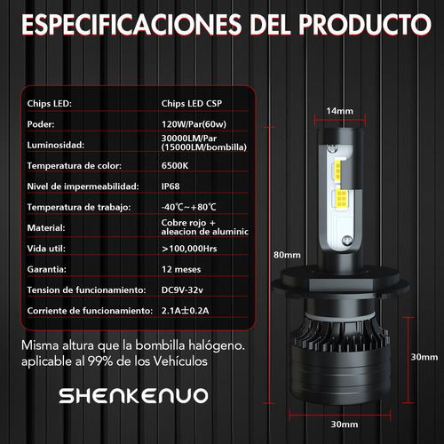 28000lm Kit De Focos Led H4 Luz Alta Y Baja Para Volkswagen Foto 5