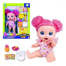 Boneca Menina 26cm Infantil Com Acessórios Come Faz Caquinha