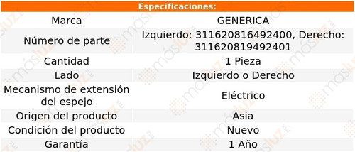 Espejo Izq O Der Elect Nissan Note 16/18 Generica Foto 2