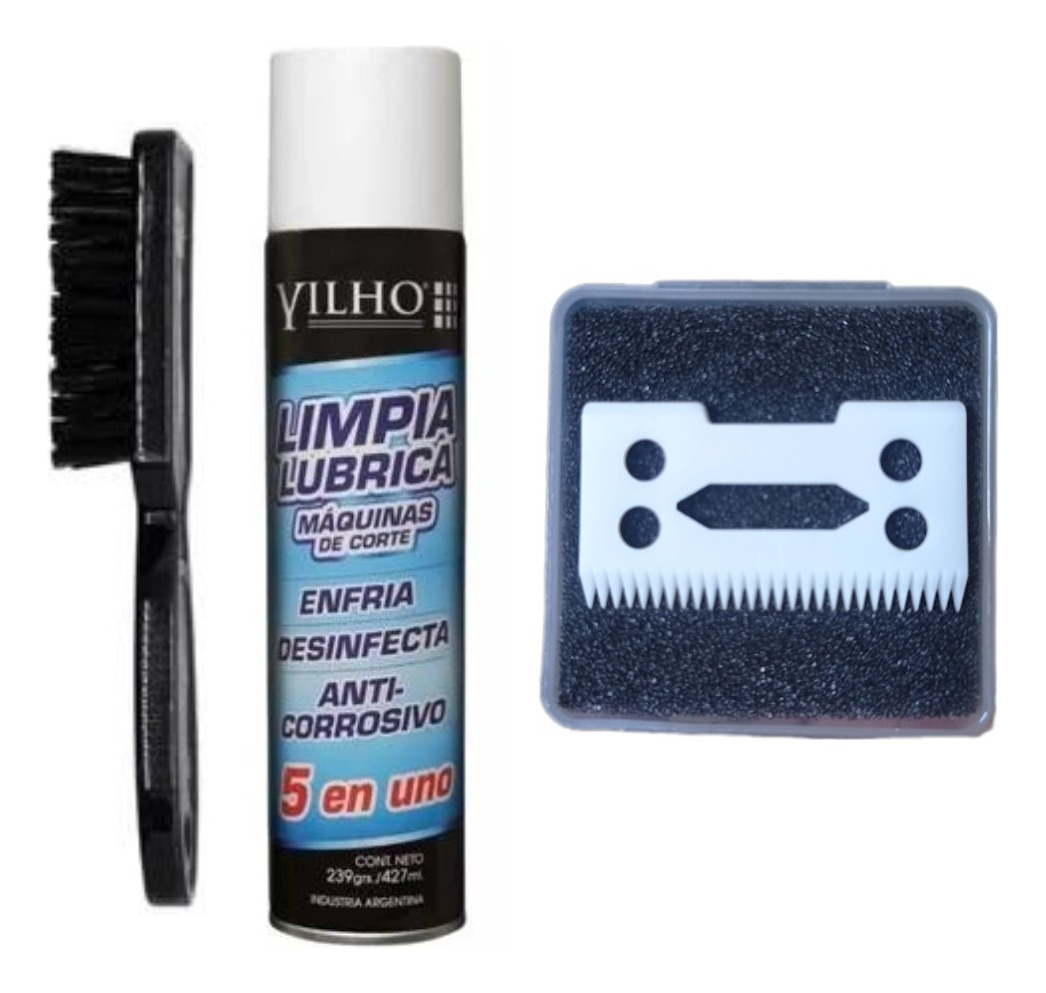 Combo Cuchilla Cerámica Para Clipper + 5 En 1 + Cepillo Fade