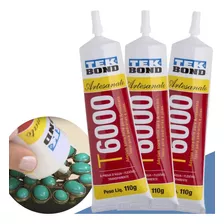 3 Colas Super Adesiva Para Artesanato 110g Tek Bond T6000 Cor Transparente