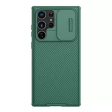 Funda Nillkin Camshield Pro Dark Green Con Diseño Liso Para Samsung Galaxy S22 Ultra Por 1 Unidad