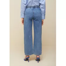 Calça Jeans Thaila Wide Leg Cós Alto Elástico Morena Rosa