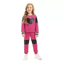 Roupa Infantil Juvenil Menina Conjunto De Moletom Coração 