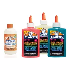 Kit Elmers Slime Activador + 3 Adhesivos Glow In The Dark