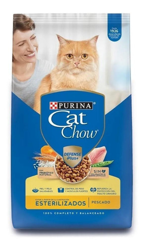 Alimento Cat Chow Defense Plus Esterilizados Para Gato Adulto Sabor Pescado En Bolsa De 8kg