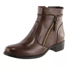 Bota Feminina Coturno Couro Detalhe Zíper Paris