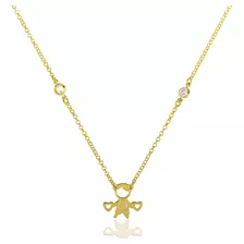 Colar Pingente Menino Com Pontos De Luz Banhado Em Ouro 18k