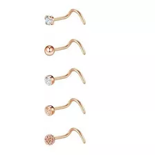 Set 5 Piercing Acero Quirúrgic Tipo S Nariz Zirconia Nostril