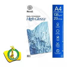 Papel Fotográfico A4 High Glossy 20fls Resistente A Água 