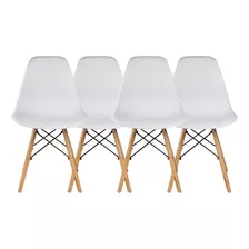 Cadeira De Jantar Begônia Eames, Estrutura De Cor Branco, 4 Unidades