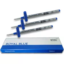 3 Refis + Caixa Carga Azul Caneta Montblanc Rollerball