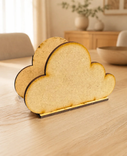 Servilletero Nube Mdf Eventos Fiestas Decorar 10cm X10 Marrón