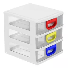 Micro Gaveteiro De Mesa Organizador Multiuso 3 Gavetas