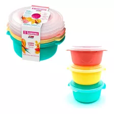 Conjunto 3 Potes Plástico Colorido 530ml Vac Freezer Sanremo Cor Colorido