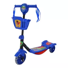 Patinete Infantil Mini Herois 3 Rodas Com Led E Cestinha