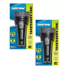 Kit Com 2 Unidades Lanterna Rayovac Recarregável 7 Leds