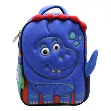 Mochila Escolar Cresko Mundo Dino 12p Infantil Jardin Color Azul